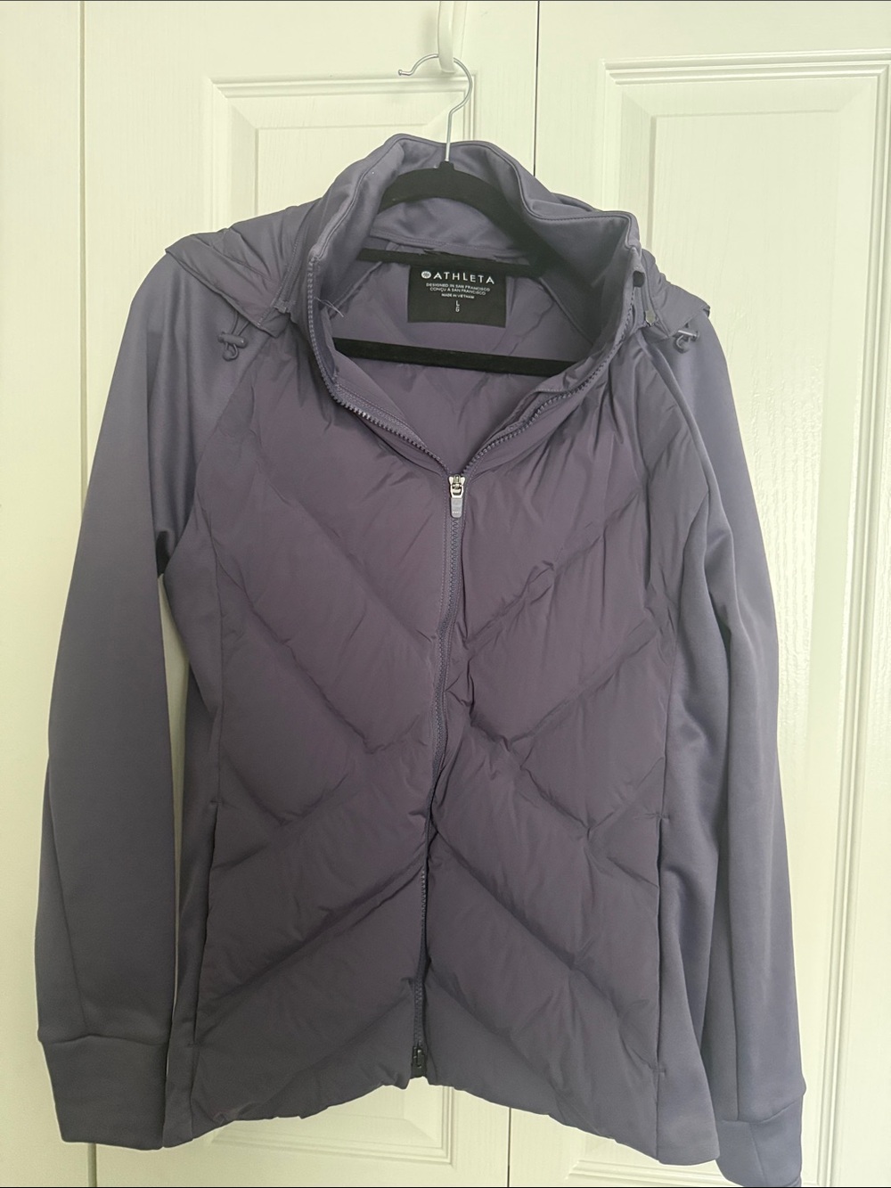 Athleta Quilted Hooded Puffer Jacket - Lavender